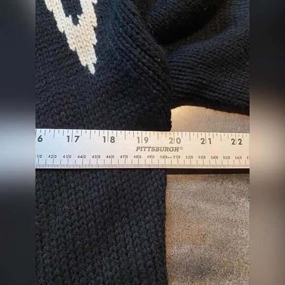 Oxford Circus Sweater Women’s Medium Black White Tunic Duster Fringe Southwest - Picture 3 of 5